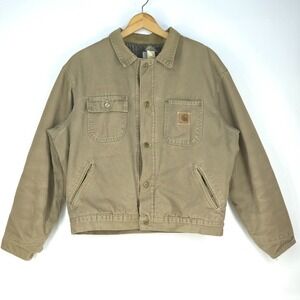 Vintage Carhartt JP1021 Large Aztec Pile‎ Lined Detroit Chore Jacket Duck Canvas